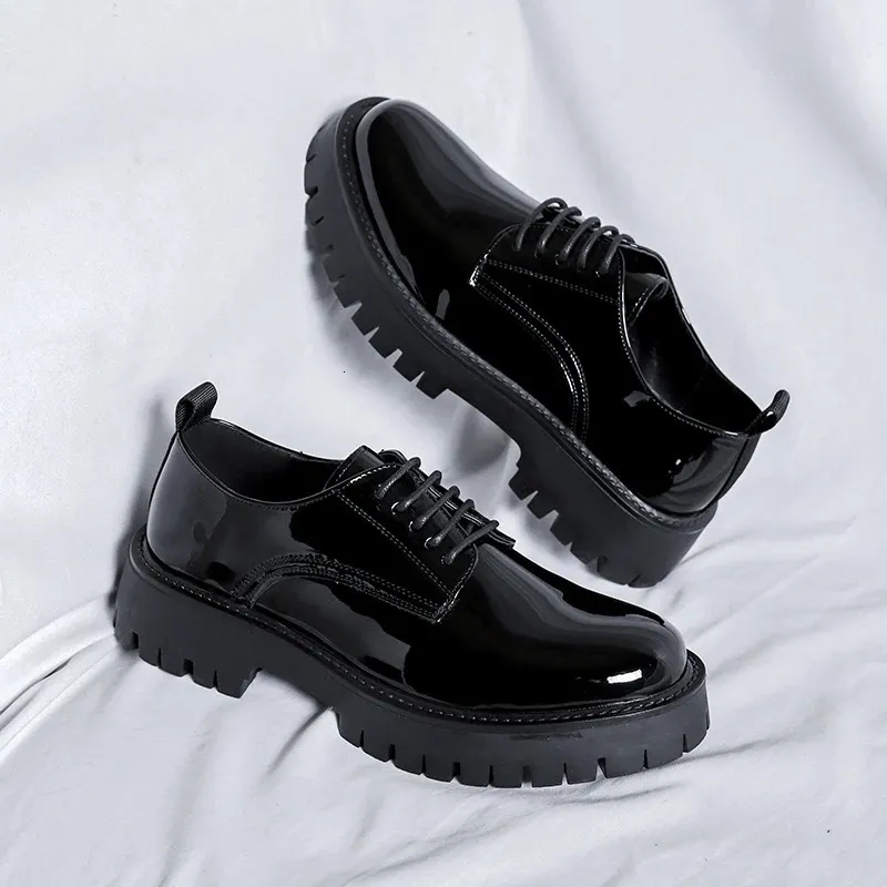 Chaussures en cuir à semelle haute pour homme, style décontracté, style japonais, Haruku, style coréen, streetwear, mode, affaires, mariage, 240614_voghion.com