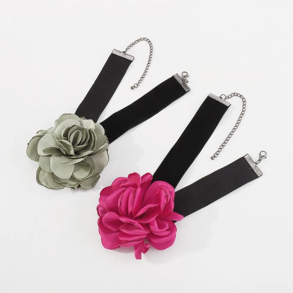 Chaînes Décorations Délicates Exagérées Grandes Fleurs De Rose Collier De Charme Chaîne De Cou Fleurs Colliers De Clavicule_voghion.com