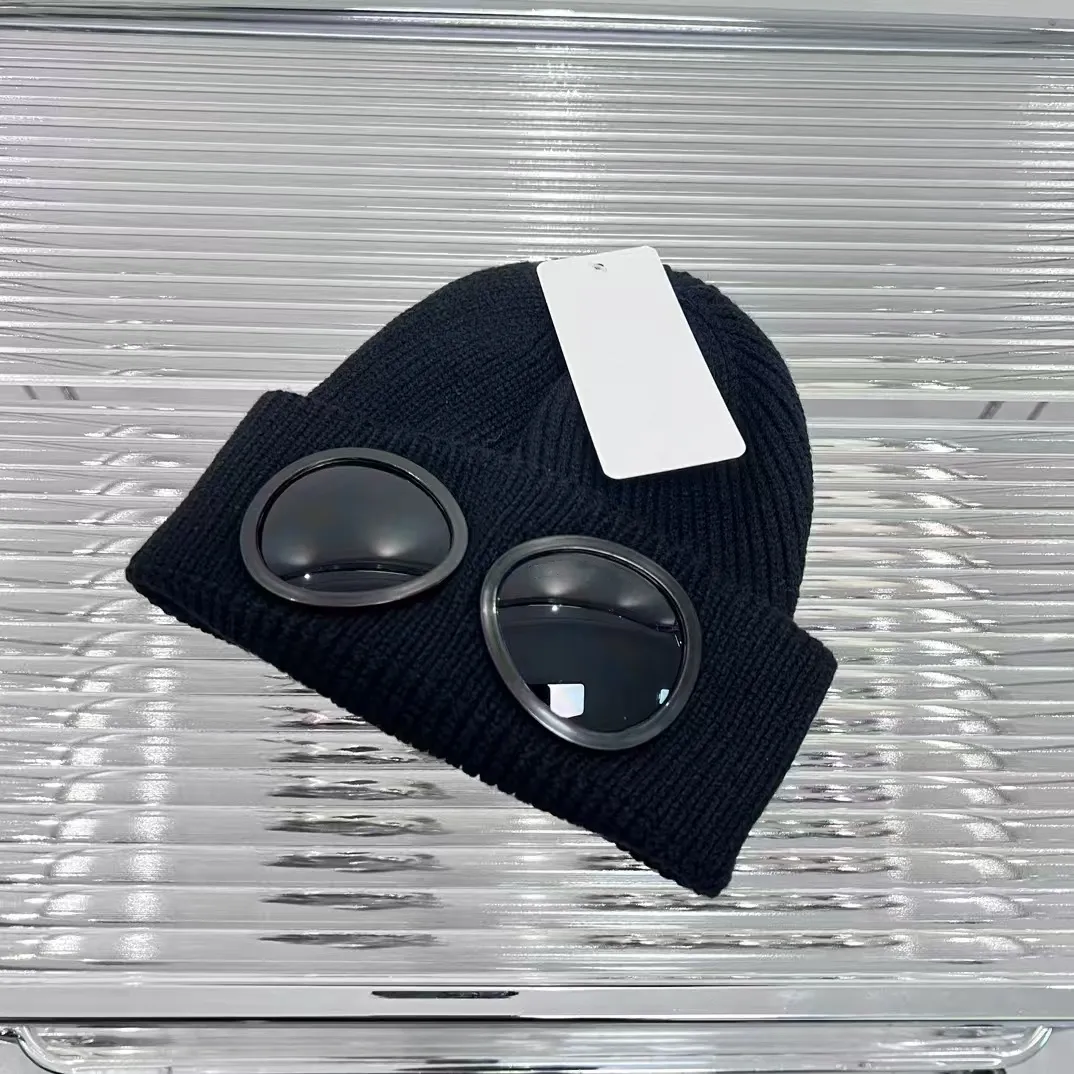 chapéu masculino de grife Designer de óculos de duas lentes Óculos de proteção Gorros Homens Chapéus de malha Bonés Ao ar livre Mulheres Inverno Gorro Preto_voghion.com