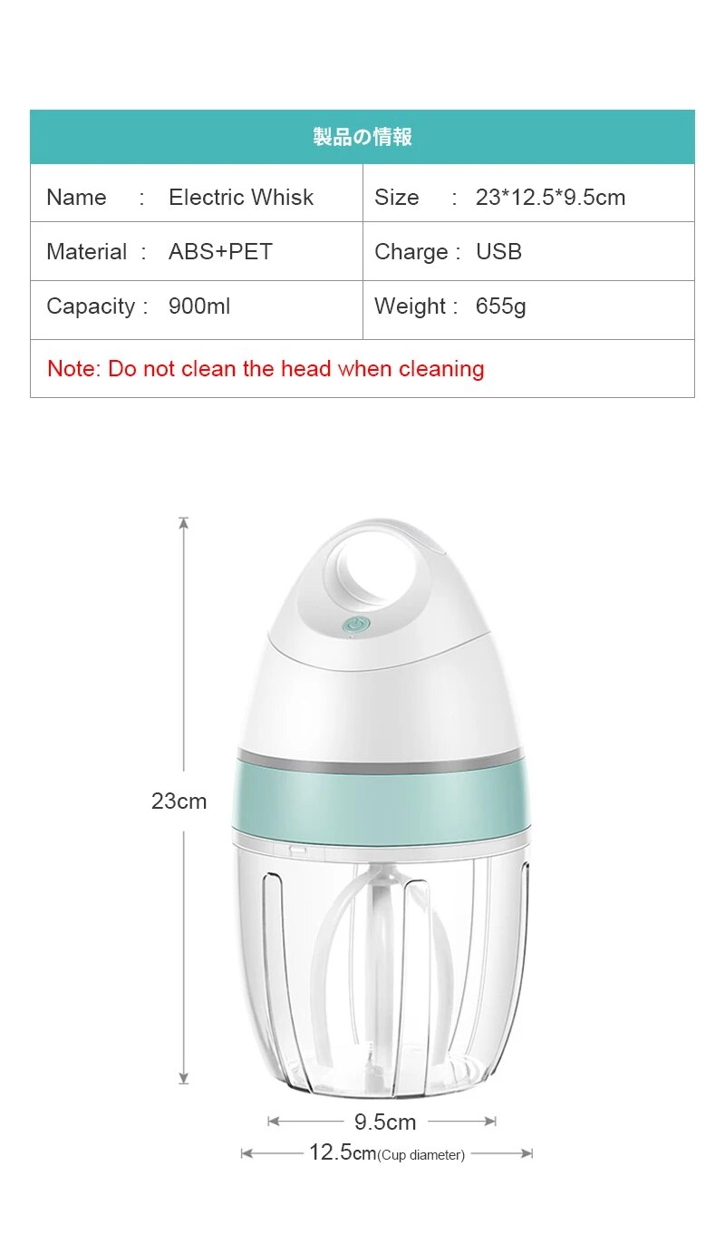 Electric Milk Frother Rechargeable Handheld Kitchen Blender_voghion.com