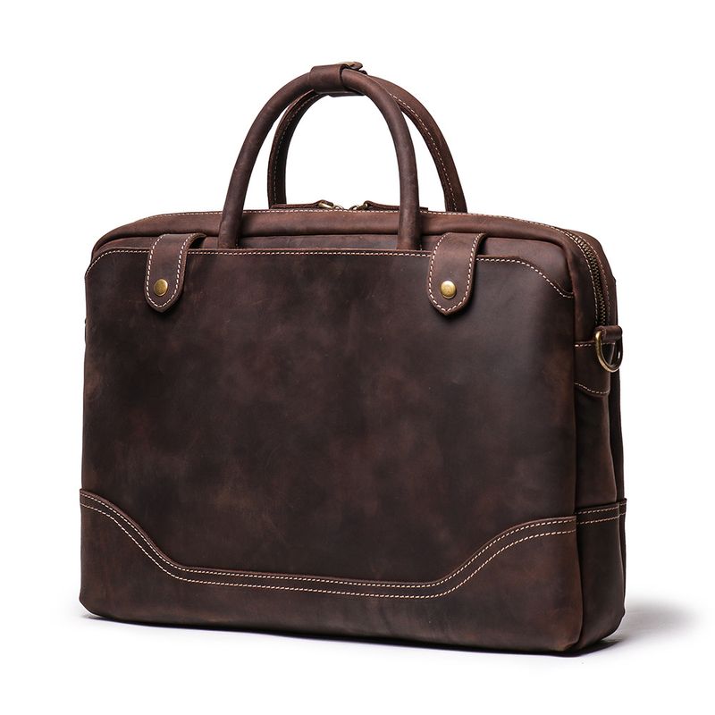 Handliche Dokumententasche Herren, Rindsleder, einzelne Schulter, diagonale Spreiztasche, lässige Retro-Tasche aus_voghion.com