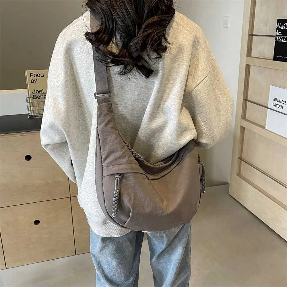 Borsa a tracolla casual da donna in tessuto di nylon, multi tasche, grande capacità, borsa a tracolla, hobo, 2024, estate, ultima moda_voghion.com