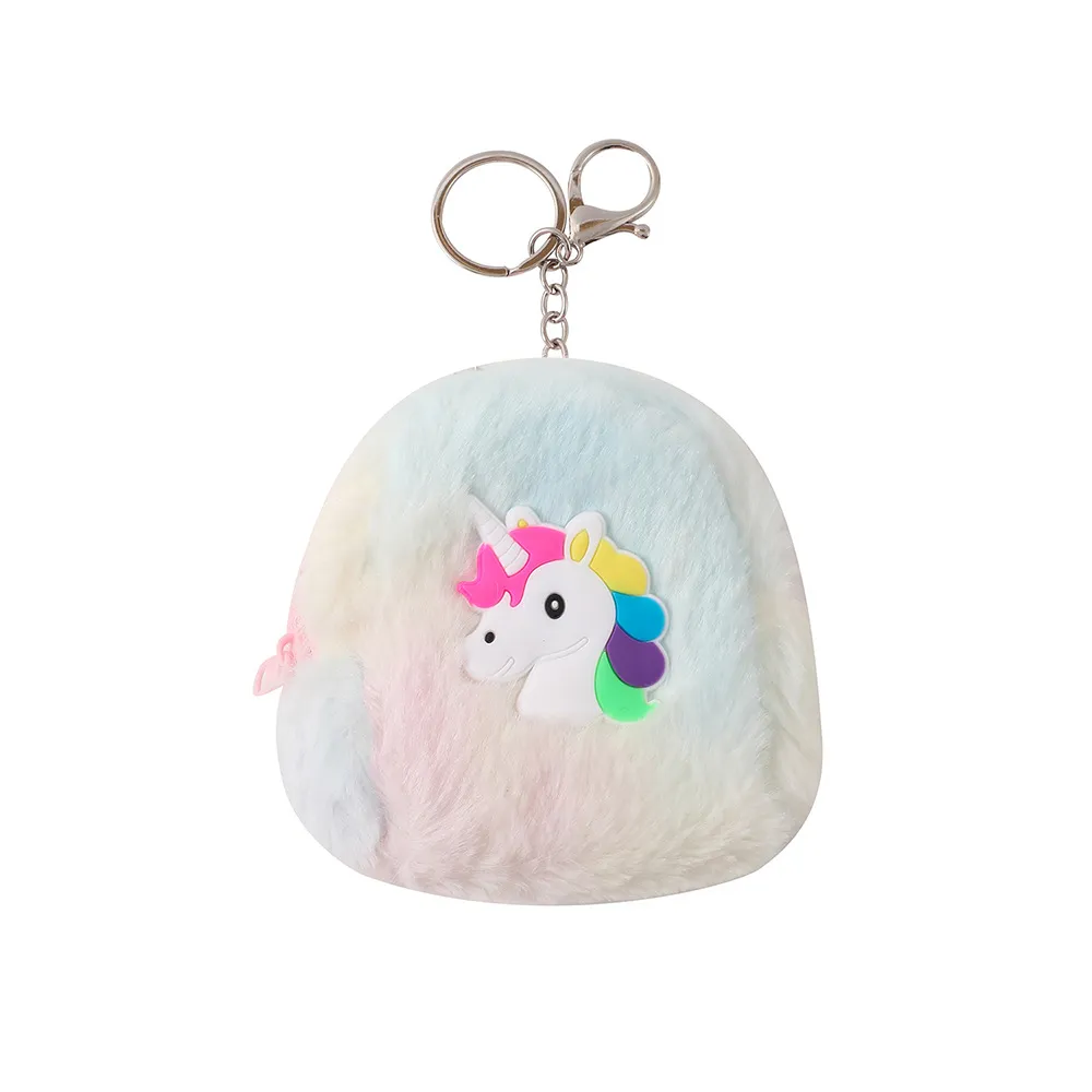 Cartoon Eenhoorn Portemonnee Headset Sleutels Opbergruimte Pluche Sleutelhanger Hanger Muntenbeurs Cadeau Voor Meisjes Tas Hangend Geldbuidel_voghion.com