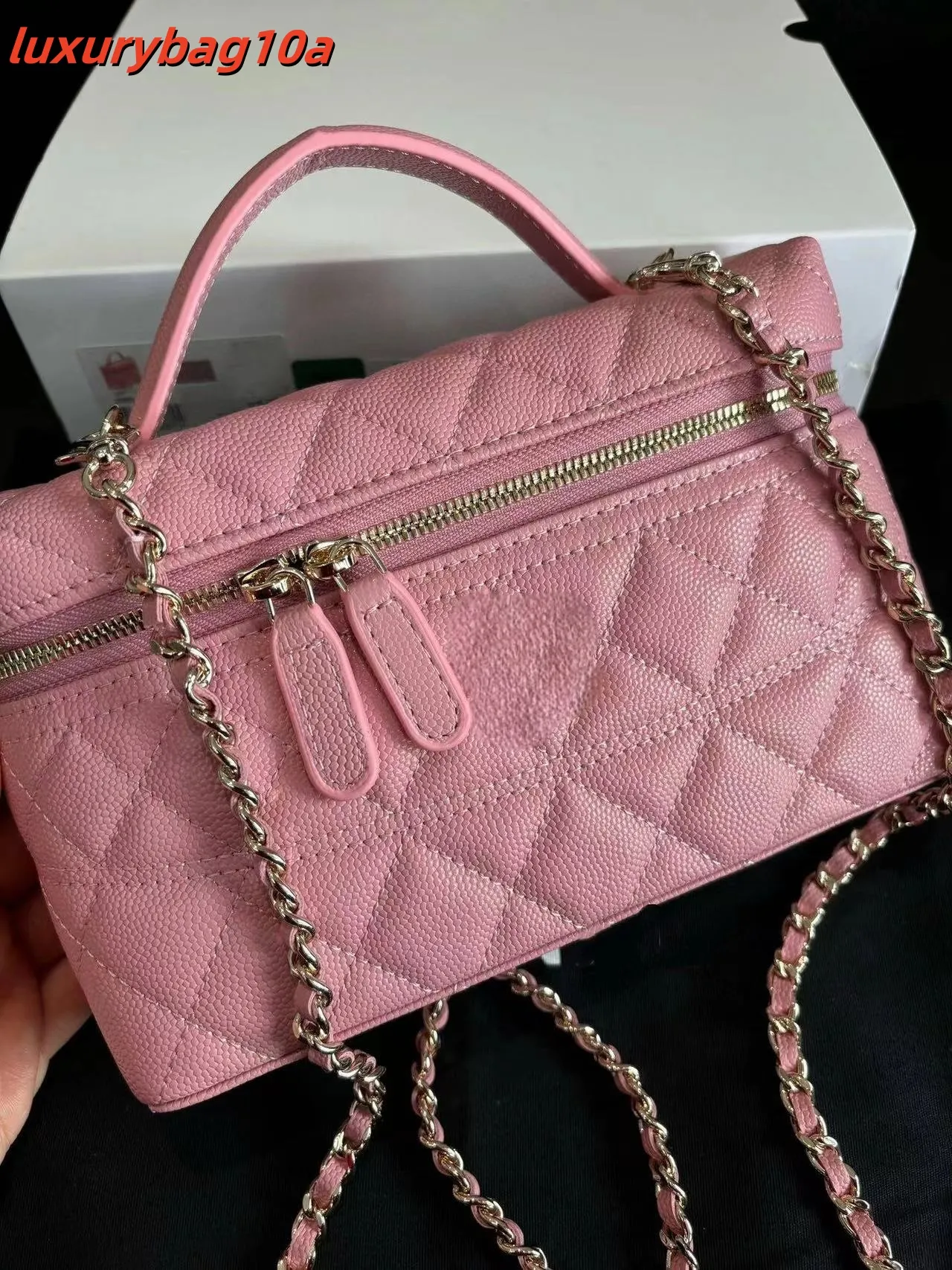 Borse tote da donna, borsa a mano porta pranzo in pelle trapuntata con tracolla dorata staccabile, borsa a tracolla con catena, pochette_voghion.com