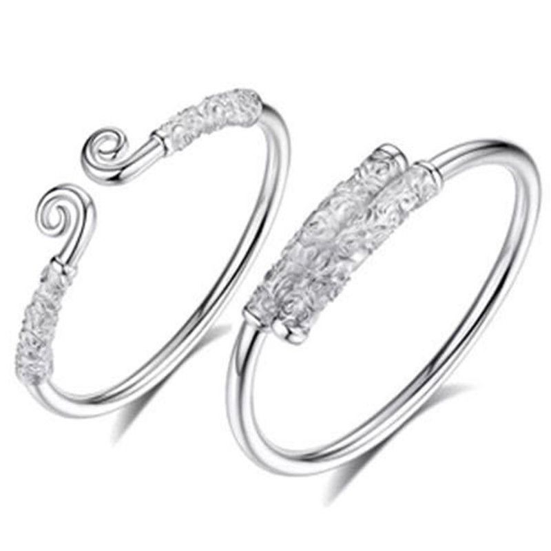 Bracciale aperto Golden Hoop da uomo in rame bianco placcato argento massiccio per bambini, con maledizione Wukong e Myth Black_voghion.com
