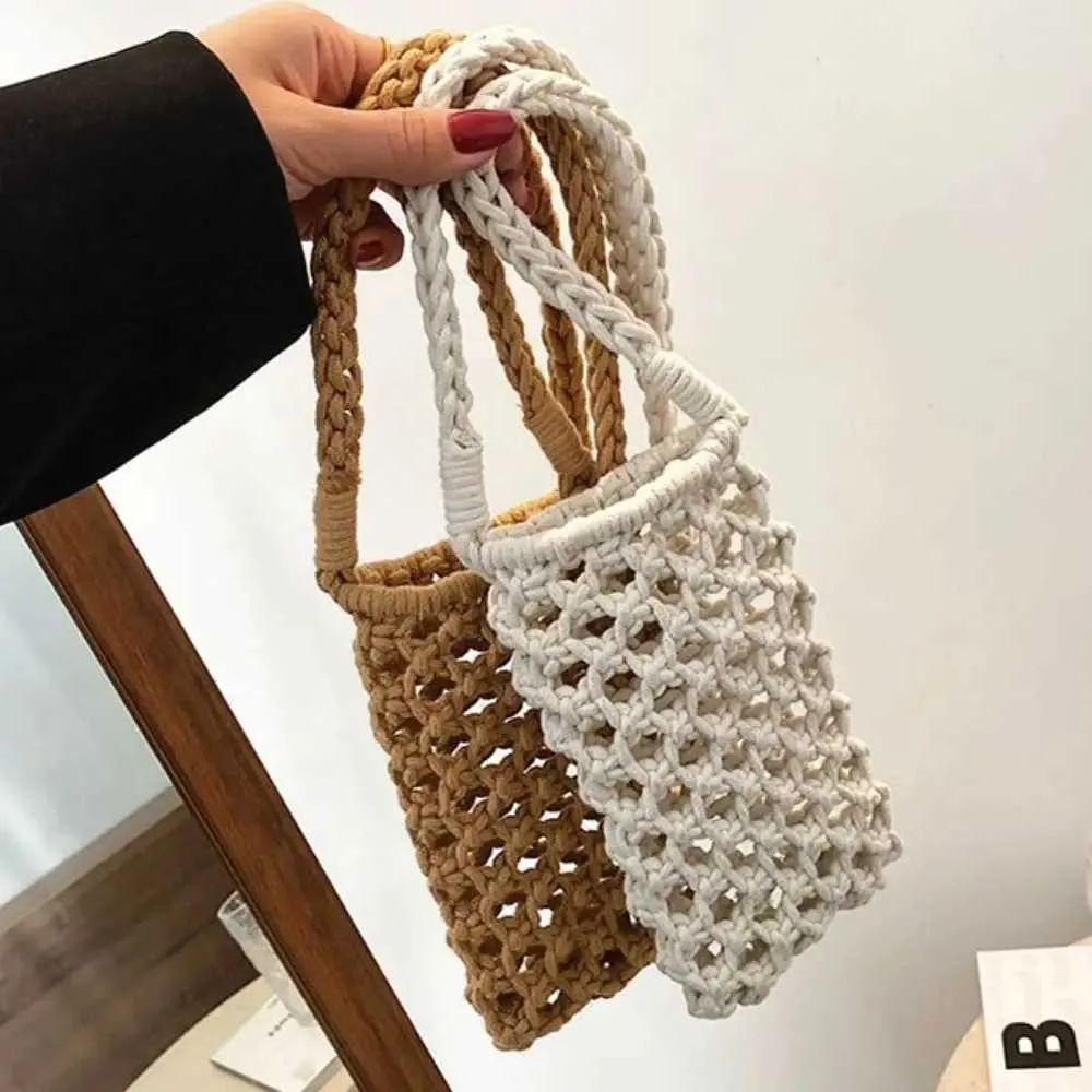 Women Fashion Small Crossbody Phone Bag Solid Color Hollow-out Woven Crochet Lightweight Braided Shoulder Handba241022_voghion.com
