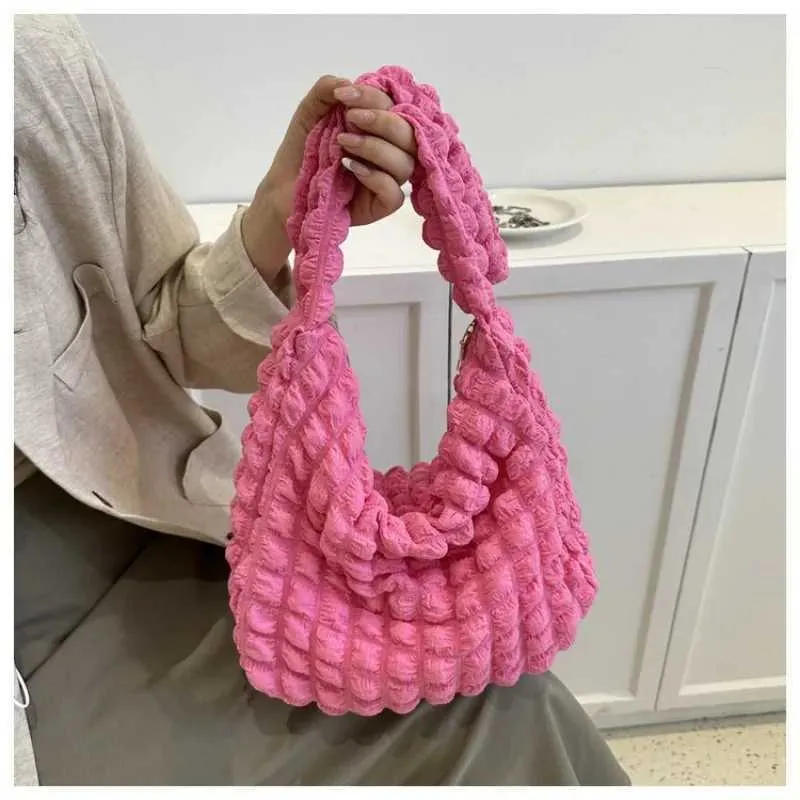 Borsa a tracolla tinta unita grande capacità borsa a mano trapuntata imbottita sotto le ascelle borsa per scarpe Y241026_voghion.com