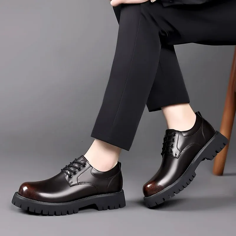 Lace Up Oxfords Men Leather Business Shoes Breathable Wedding_voghion.com