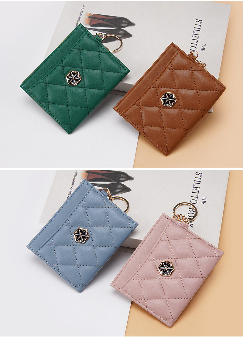 Porta carte Boiseen da donna nuovo versione coreana trapuntato ricamato sottile portamonete con anello di diamanti fibbia porta carte all'ingrosso_voghion.com