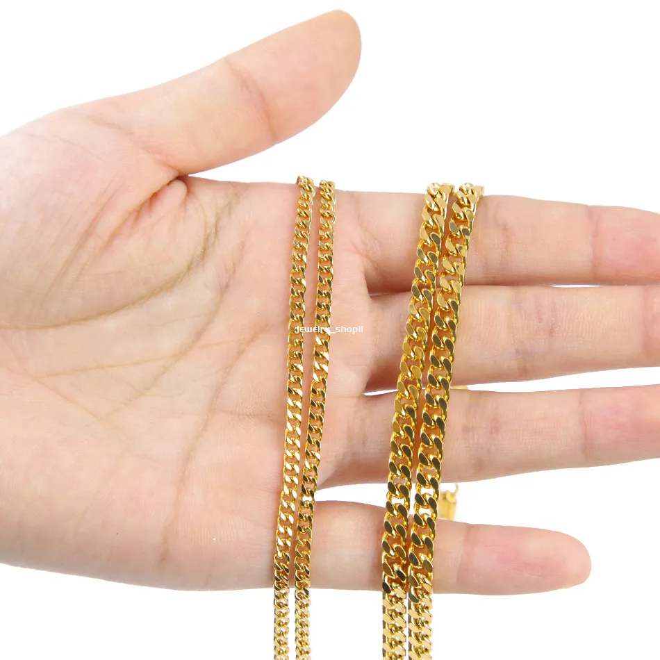 Collana Hip Hop cubana placcata Miami da uomo con ciondolo a catena in oro sterling, maglia cubana in argento_voghion.com