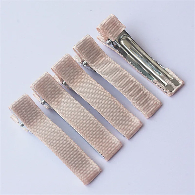 300pcs 5cm Grosgrain Ribbon Lined Alligator Hairpins for Princess Girls Ponytail Clips Children Metal Hair Barrettes_voghion.com