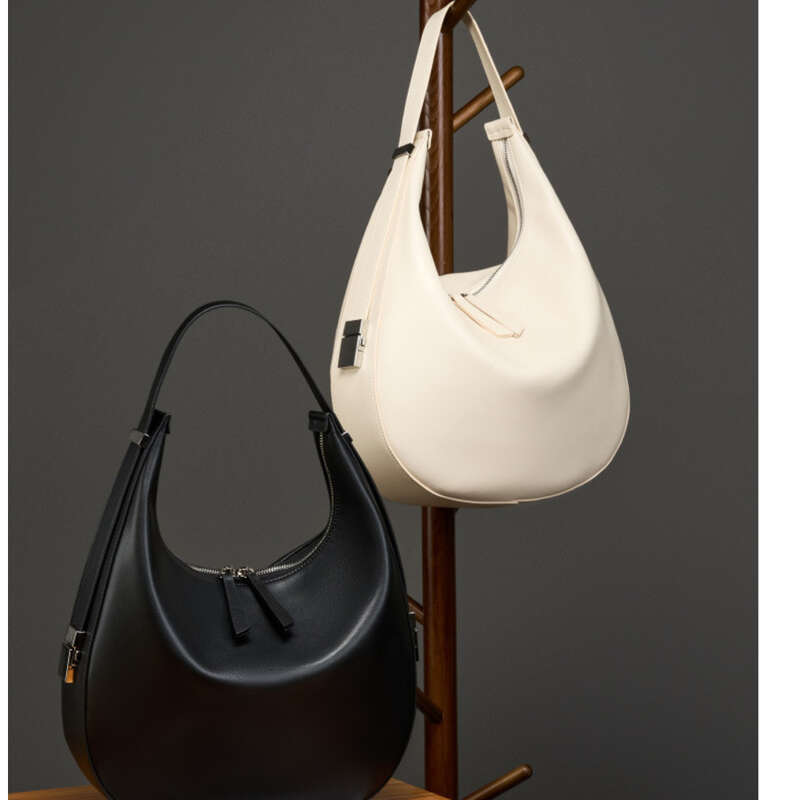 2024 Herbst Nischendesign Rindsleder Unterarm Schulter Crossbody Tote Leder Crescent Bucket Bag, Damentasche_voghion.com