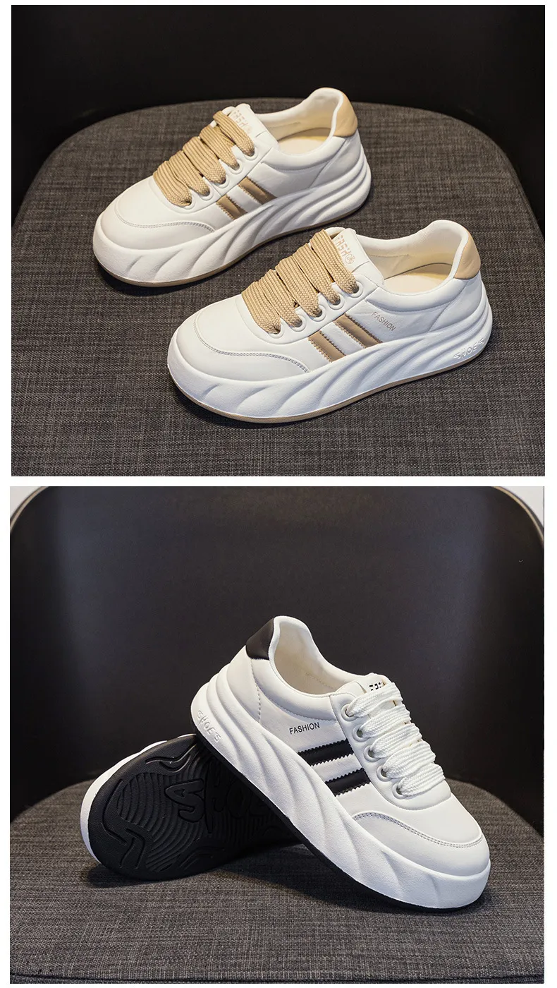 Damen Cloud Shallow Mouth Verschleißfeste Dicke Sohle Erhöhte Kleine Weiße Vielseitige Mode Lässige Sport-Board-Schuhe_voghion.com