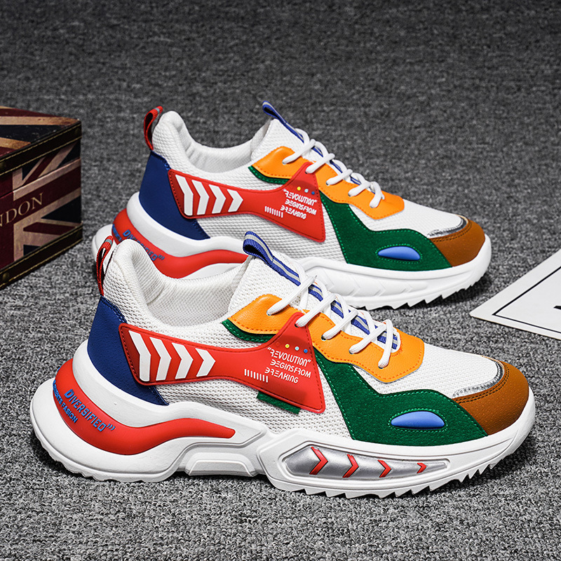 Chaussures basses à lacets pour hommes, baskets respirantes et colorées, chaussures de sport tendance et tendance