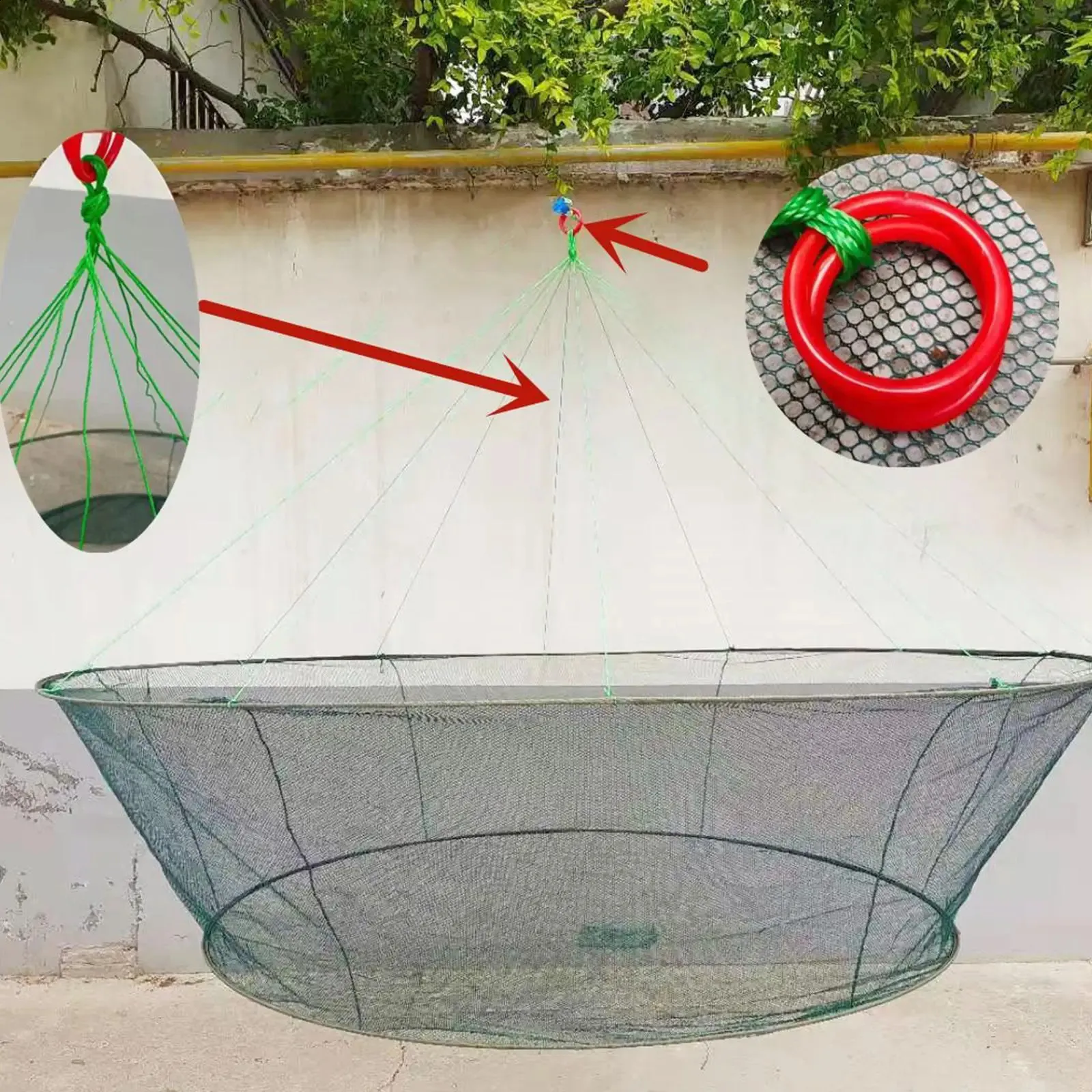 Foldable Drop Net Crayfish Catcher Fish Tank Fishing Rod Trap Cage Shrimp Bait Crab L7F4 250420_voghion.com