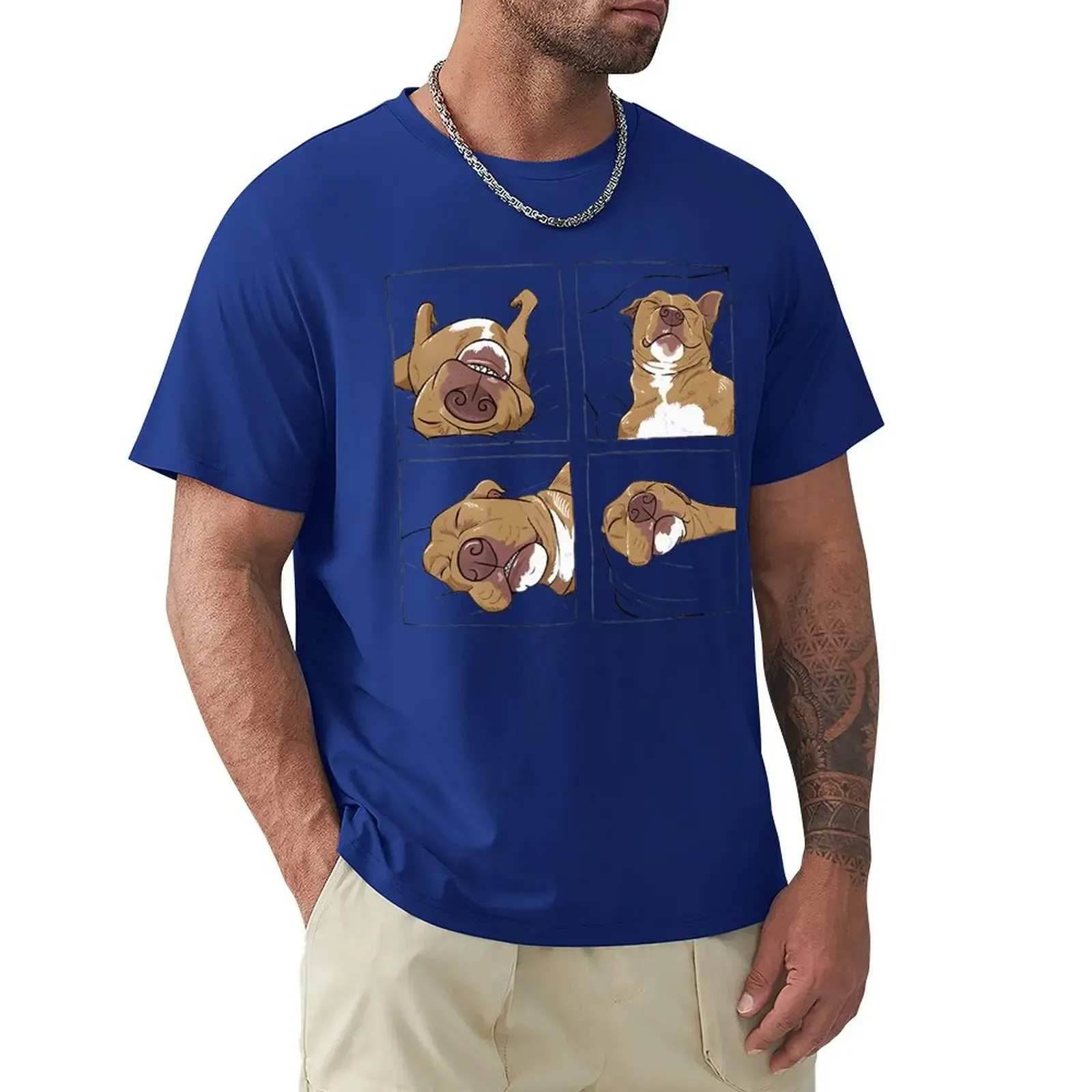 Meeste T-särgid Naljakas Pitbull Lazy koeraarmastuseks Unisex Graafiline Puuvillane Tänavariietus Lühikeste varrukatega Sünnipäevakingitused Vintage_voghion.com
