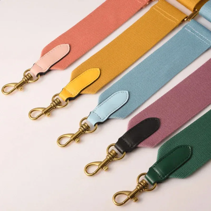 Solid Color 5cm Wide Canvas Fabric Strap Messenger Shoulder Belt In Cowskin Leather Bag Parts Adjustable 240725_voghion.com