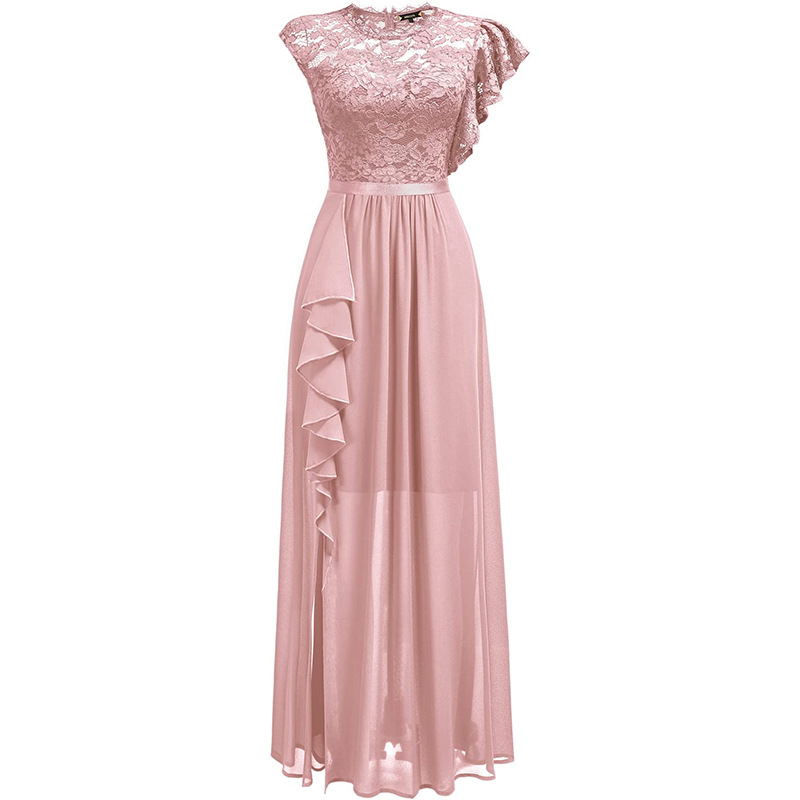 Europäischer und amerikanischer heißer Stil, Abendkleid, Spitzenstil, hoher Taille, langer Rock_voghion.com