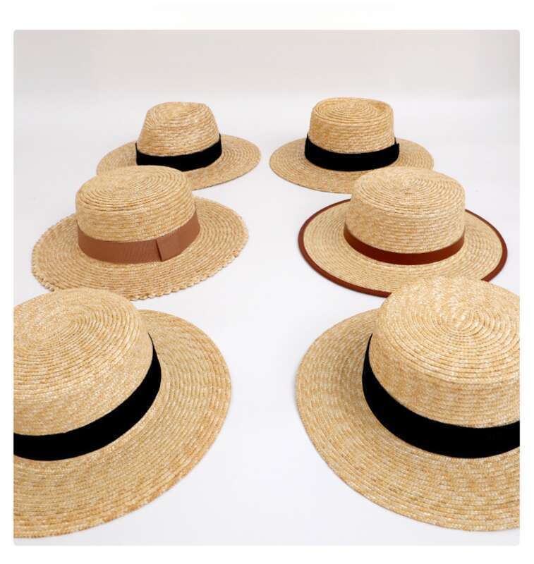 Straw Women's Hat, Flat Straw Hat, Summer Vacation, Beach Knit Hat_voghion.com