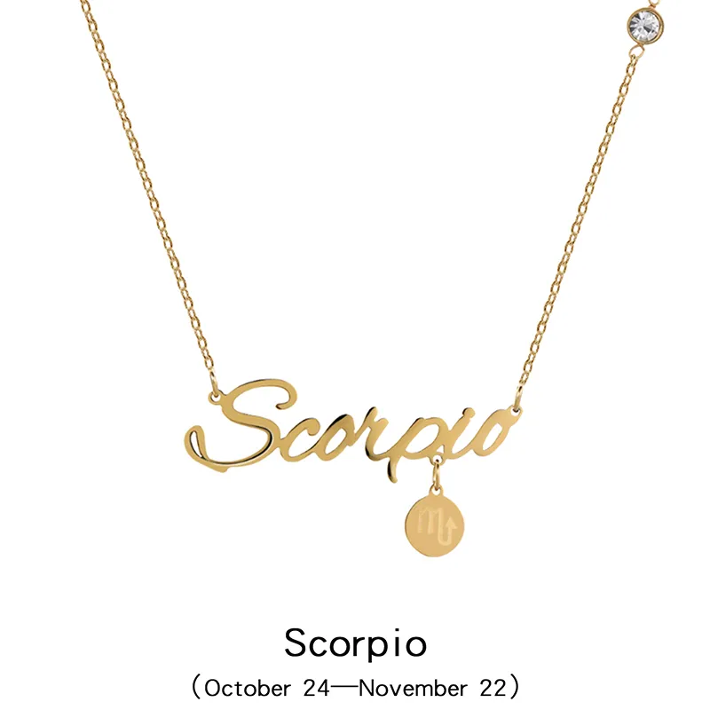 Benutzerdefinierte Edelstahl vergoldet Twee Konstellation Stern Schmuck Sternzeichen Astrologie Horoskop Anhänger Halskette_voghion.com