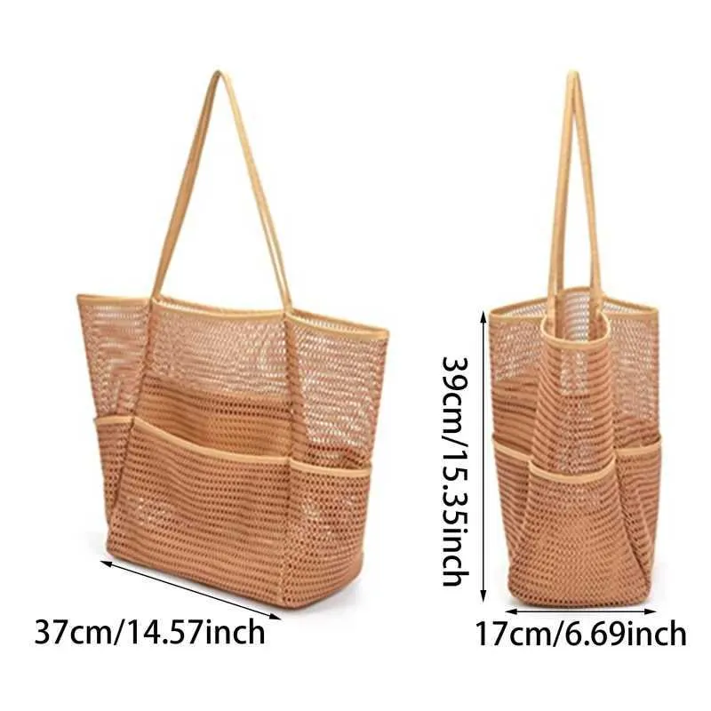 Sac de plage d'été multi-poches utilisé pour les filets à serviettes, les sacs à main de voyage durables, les organisateurs de jouets, les sous-vêtements imperméables_voghion.com