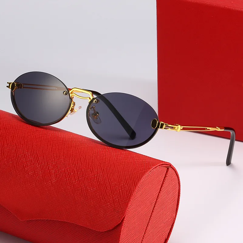 rimless small sunglasses for women fashion eyewear men cartr frame cat eye design eyeglasses Premium oval Gold rimmed_voghion.com