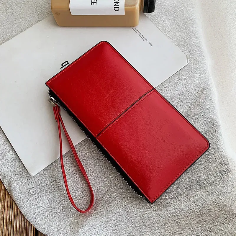Yogodlns Fashion Solid Color Wallet Female PU Leather Handbag Long Zipper Clutch Card Holder Coin Purse Multi-layer_voghion.com