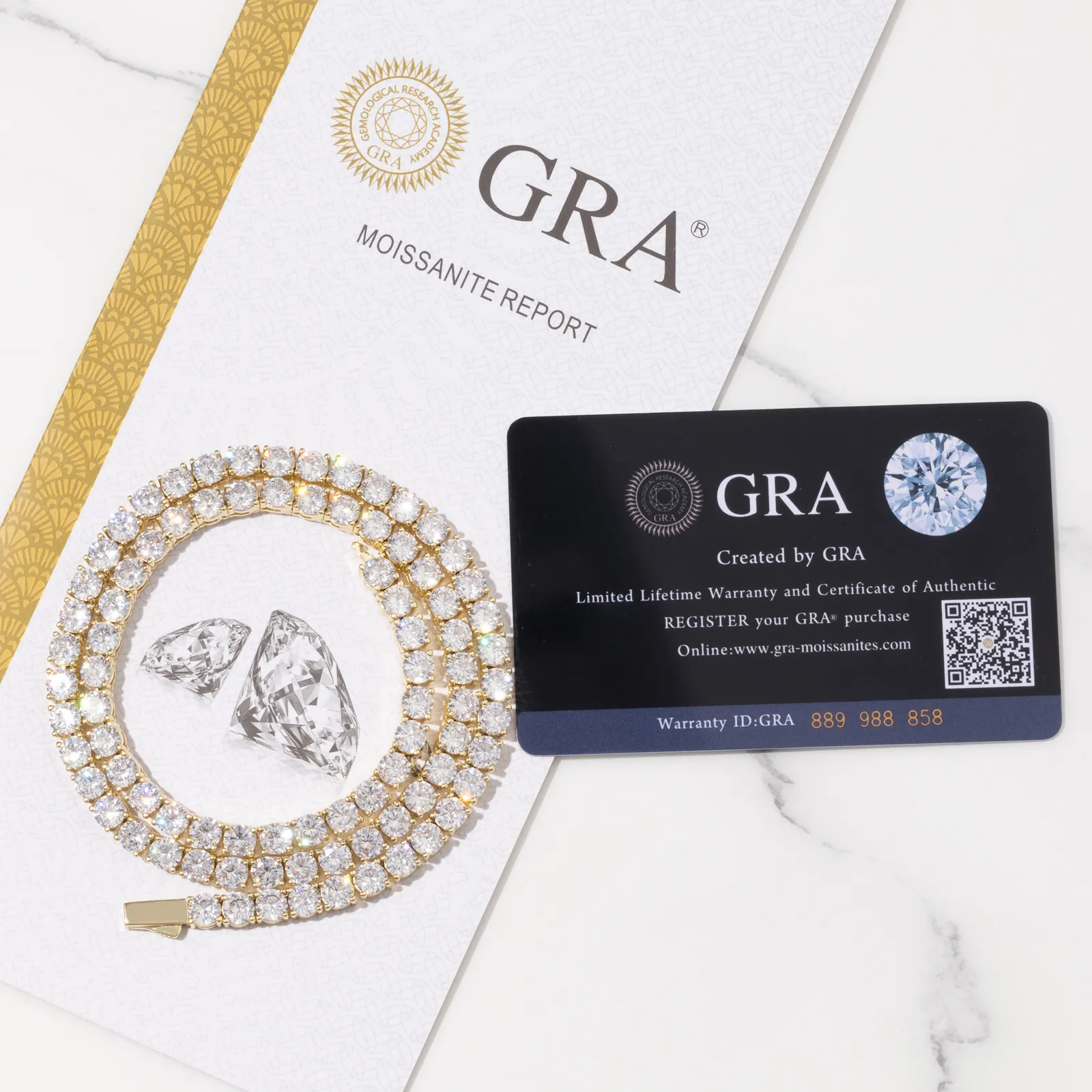 sier iced out VVS moissanite 3mm 4mm bracelet spring clasp lab diamond tennis chain necklace_voghion.com