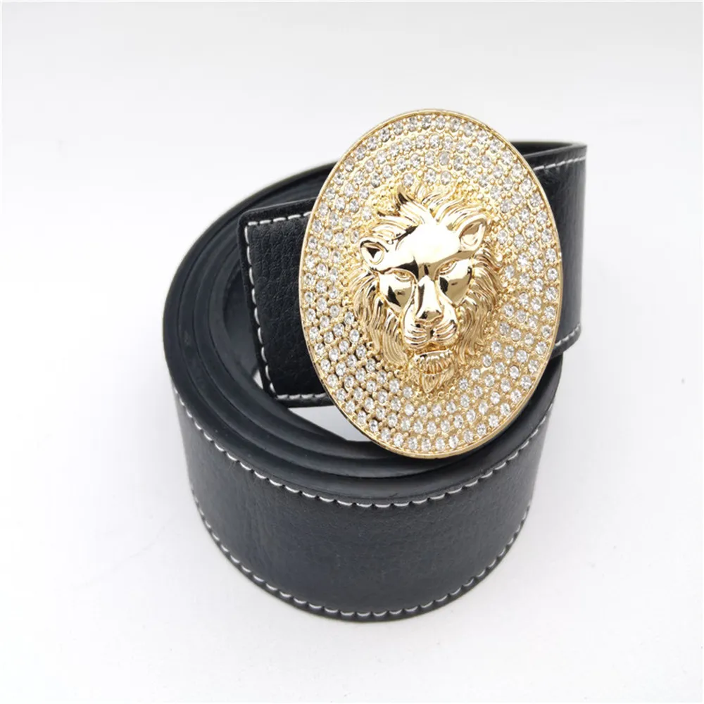 Marke Diamant mit Löwenschnalle Gürtel für Männer und Frauen Designer Leder Mode Taille Gürtel gute Qualität_voghion.com