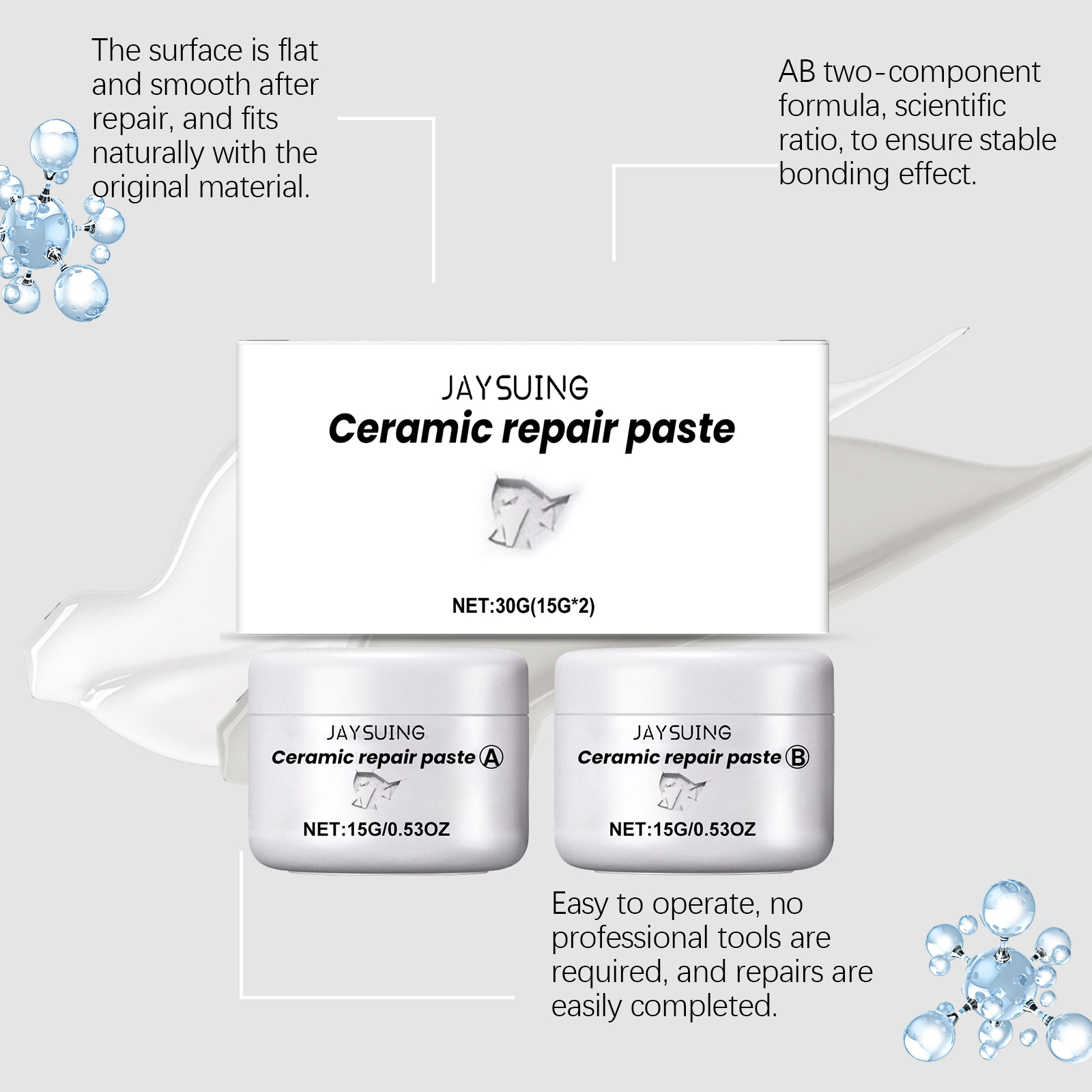Jaysuing Tile Repair Ceramic Paste Toilet Marble Pit Glaze Repair Ceramic Tile Adhesive_voghion.com