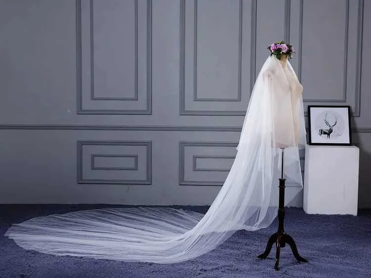 Hair Jewelry Velo De Novia Ivory Two-layer Bridal Acceorie Wedding Long Cathedral Veil With Comb Vive Le_voghion.com