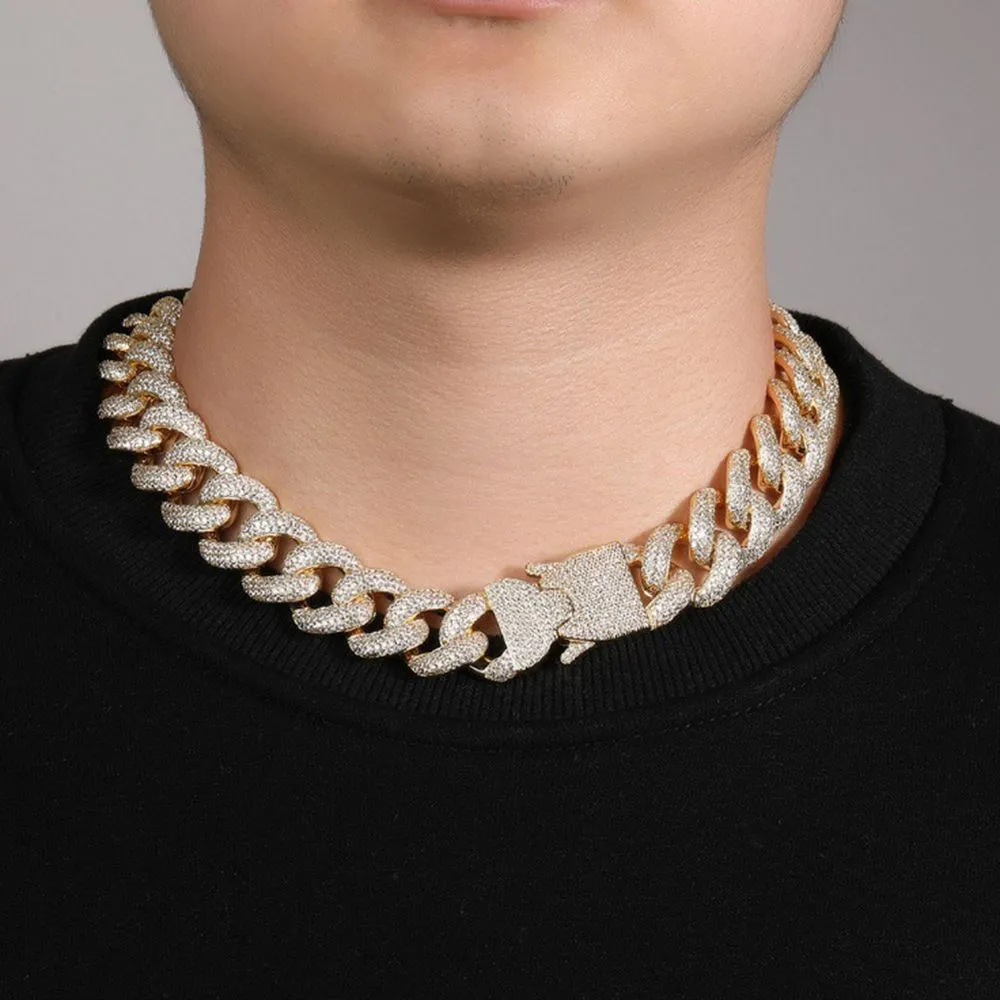 Set collana e bracciale a catena cubana con zirconi_voghion.com