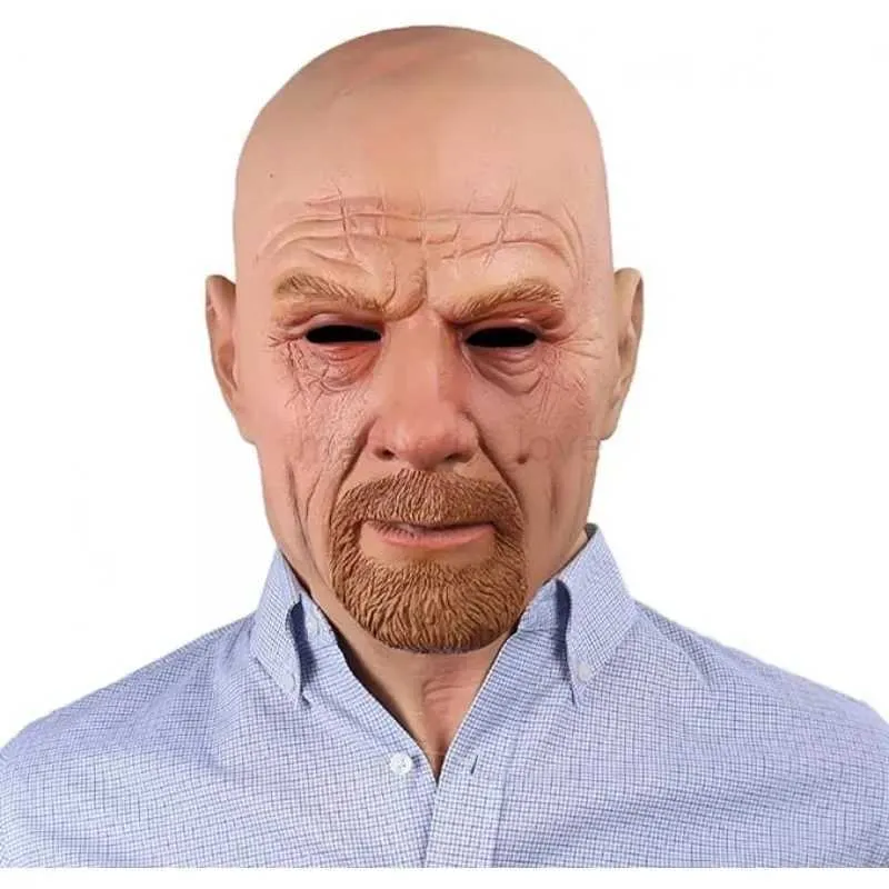 Ρεαλιστικός φαλακρός γέρος Breaking Bad Walter White Heisenberg Latex Mask Masquerade Halloween Cosplay Party Masquerade_voghion.com