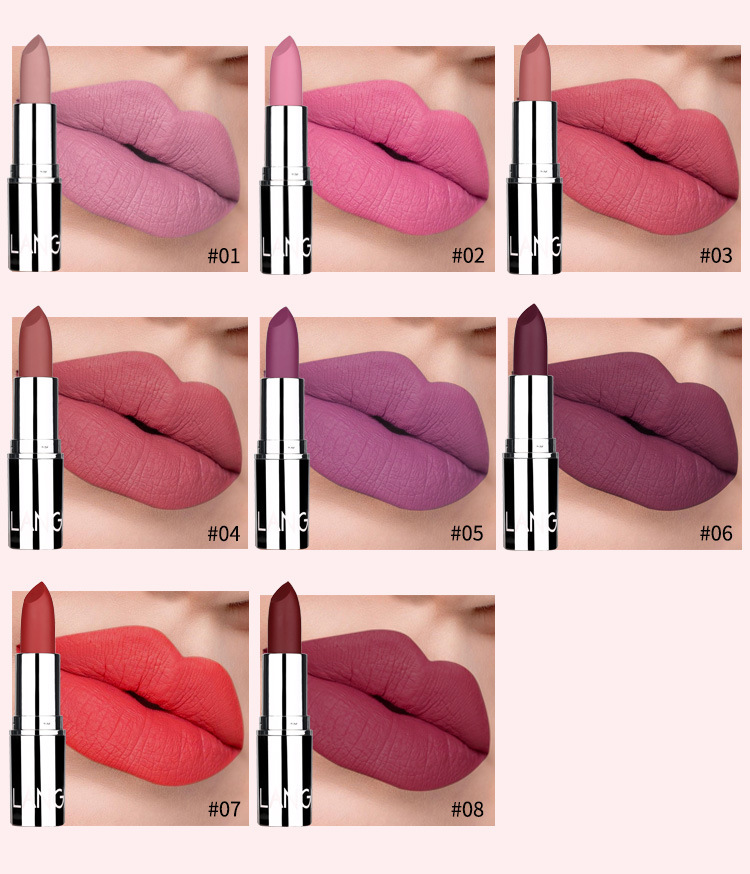 Langmanni Velvet Matte Lipstick - Non-Sticky, Long-Lasting, 8 Highly Pigmented Shades (01-08) - Smudge Proof, Moisturizing, Cruelty-Free Lipstick_voghion.com