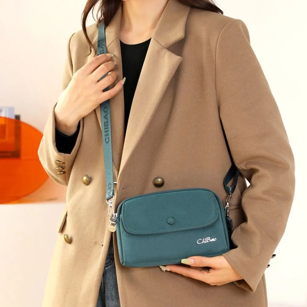 Borsa a tracolla impermeabile in tela spessa da donna, tinta unita, con tracolla, per la moda di mezza età_voghion.com