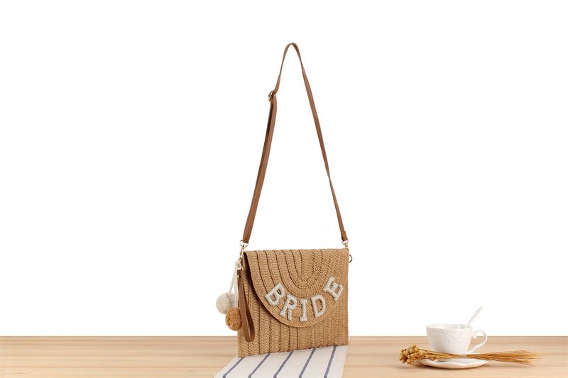 Damesmode Enkele Schouder Stro Pastorale Stijl Strandtas_voghion.com