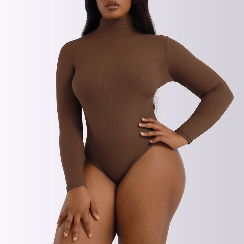 Tuta a maniche lunghe con collo alto e fondo a camicia da donna autunno e inverno_voghion.com