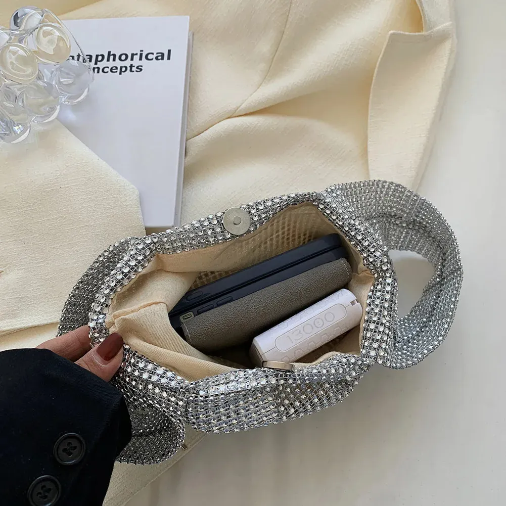 Sera per le donne piccola tote cristallo BG frizione borsa con manico superiore moda glitter signora cena festa borsa borse 241212_voghion.com