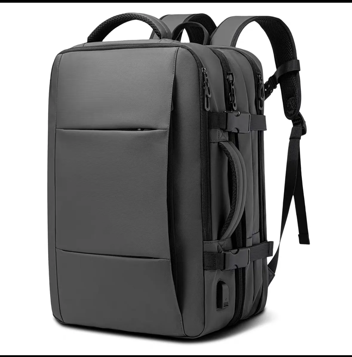Travel Men Business School Expandable USB Bag Large Capacity 17.3 Laptop Waterproof Fashion Backpack_voghion.com