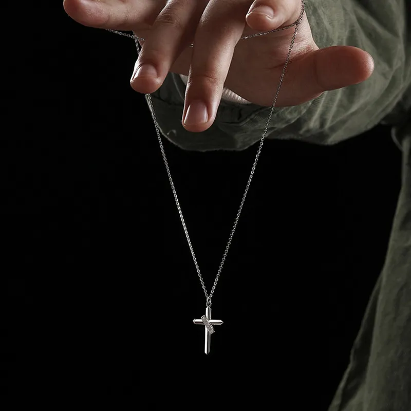 Pendant Necklaces Arrival The Power Of Faith Cross Necklace For Men Sier Color Copper Colar Masculino Drop_voghion.com