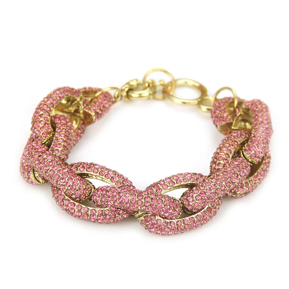 Women's Bling Cuban Link Chain Bracelet Gold Plated Jewellery_voghion.com