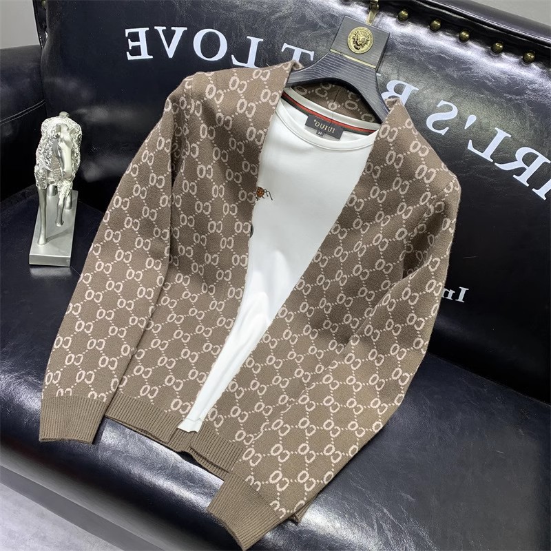 Cardigan tricoté imprimé personnalisé pour homme, marque tendance en ligne, manteau grande taille, simple et décontracté, de style coréen, automne