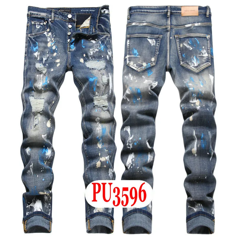 New JEANS Chino Pants Pant Men's Trousers Stretch Close-fitting Slacks Washed Straight Skinny Embroidery Patchwork_mkmklike.com
