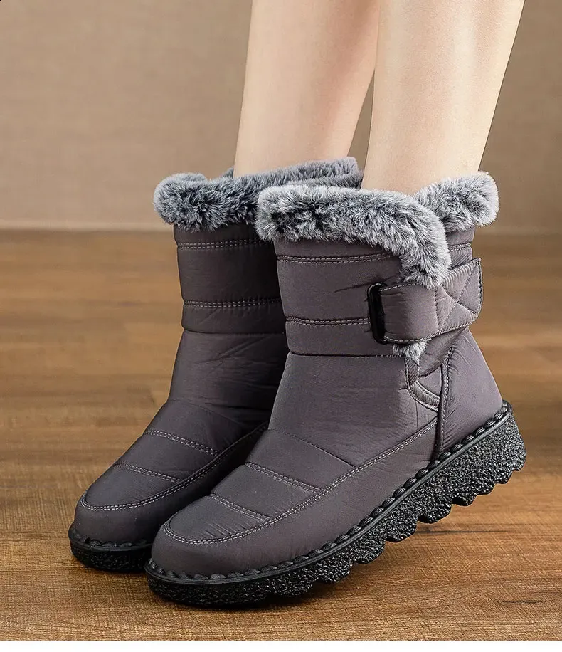 Women Fur For Woman Ankle Winter Botas Mujer Trend Low Heels Snow Boots Platform Shoes Female 240830_voghion.com