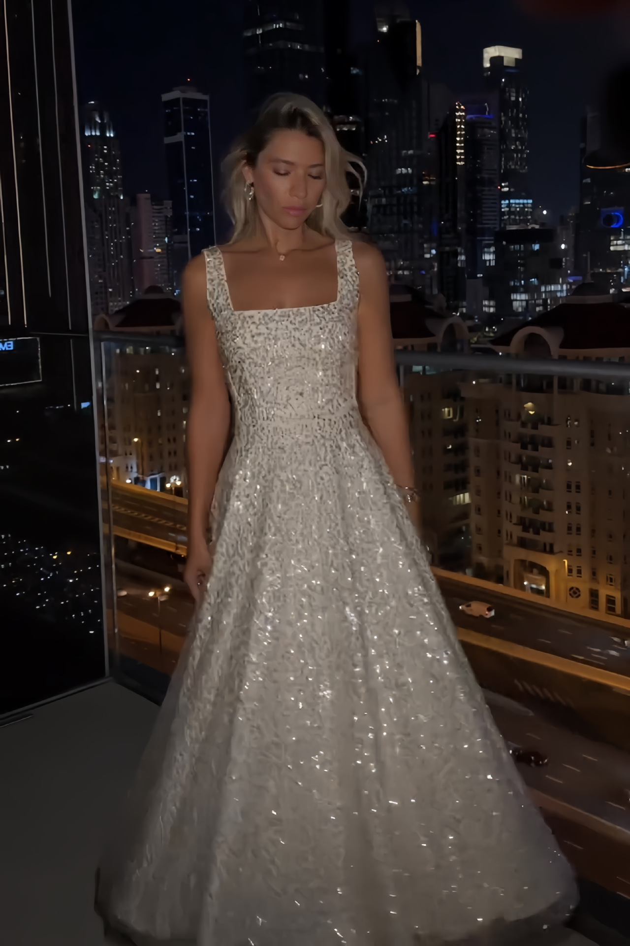 Kvinder talje talje sexet elegant lang nederdel gaze glitter slip kjole_voghion.com