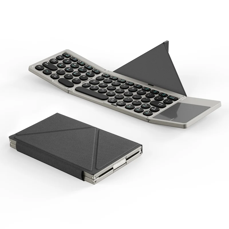 Foldable Bluetooth Mini Keyboard With Touchpad & Holder For Phones Tablets PC IOS Android Windows Mac Compatible_voghion.com