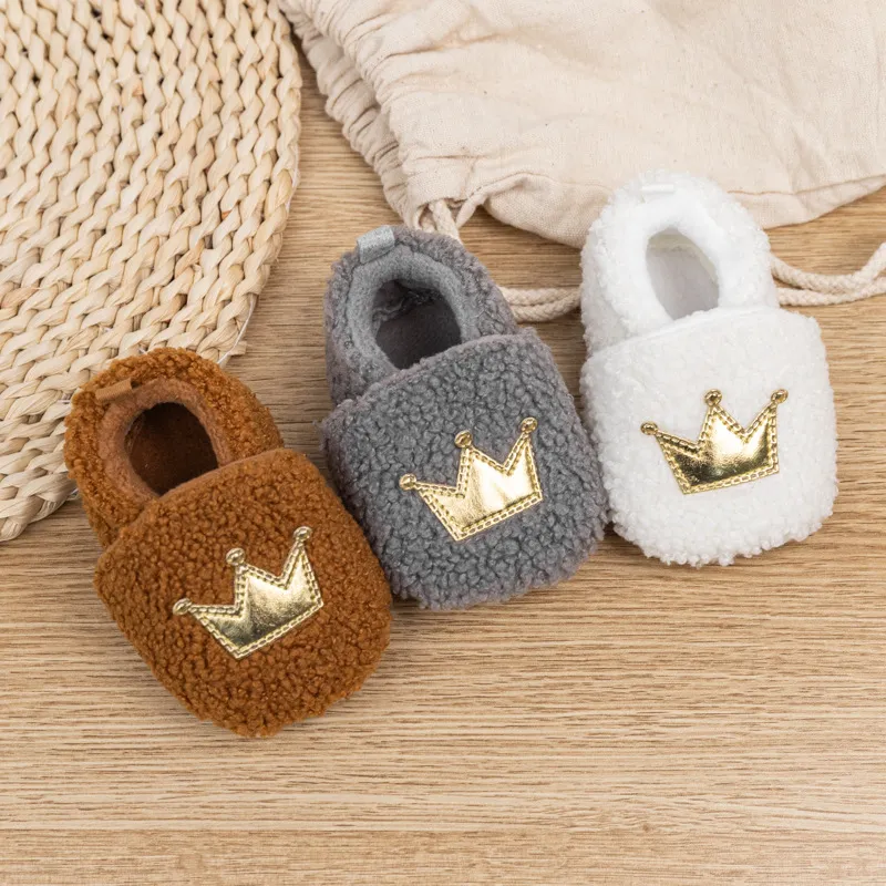 Design vestimentar Crown iarna miel puf nou-născuți cutefeet copii fete băieți copii Toddler pantofi cald și antiderapant Primii pași_voghion.com