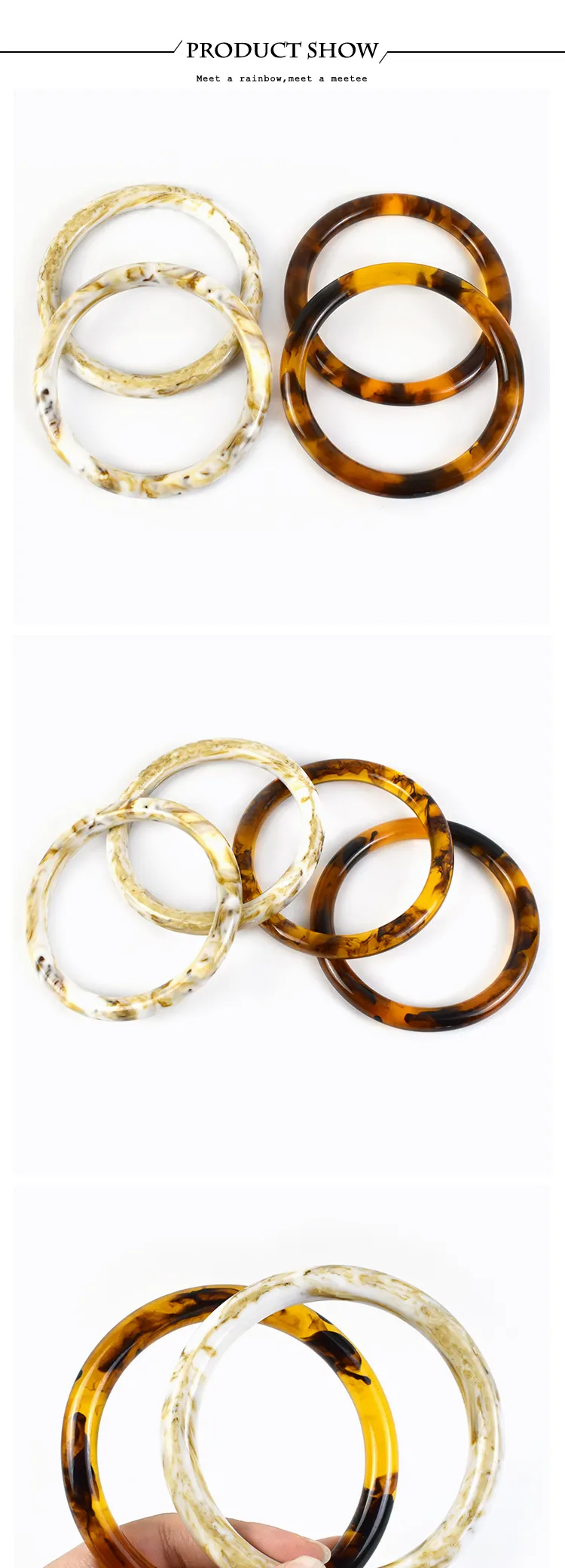 2 Stück = 1 Paar Deepeel 10 cm Harzring Taschengriff Mode Runde Griffe Nähklammern Handtaschen Handarbeit DIY Handwerk_voghion.com