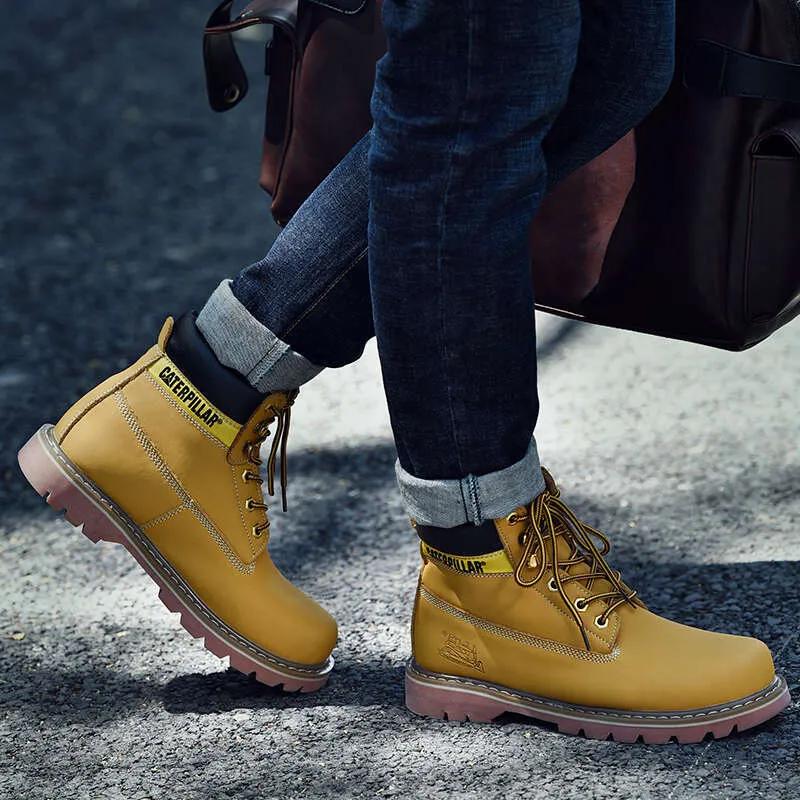 Echtes Leder Herren Damen Winter Knöchel Militär Trekking Schnee Gelb Designer Taktische Stiefel Outdoor für Männer Arbeitsschuhe_voghion.com