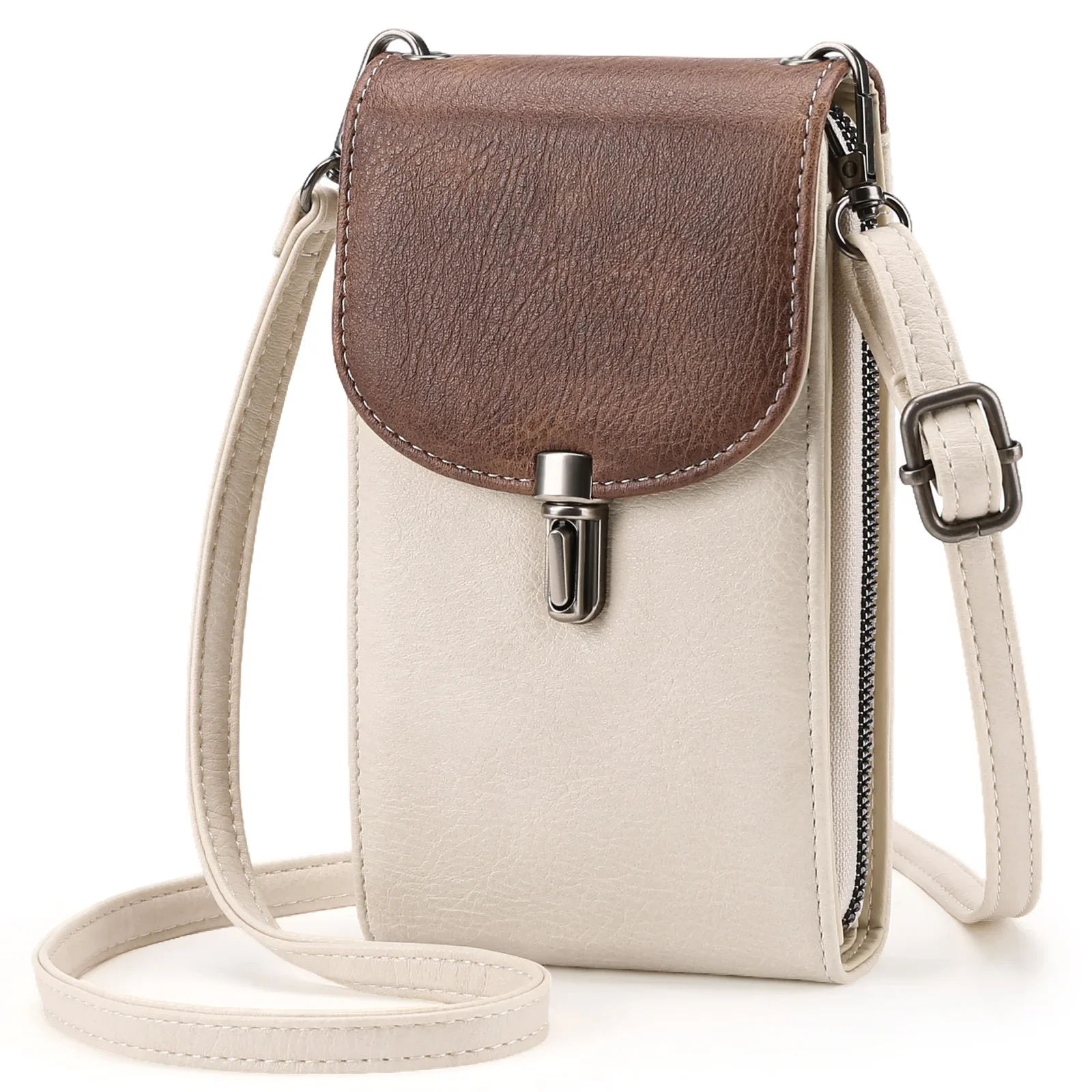 Retro kožená crossbody taška pro ženy, malý držák na mobilní telefon s nastavitelným popruhem_voghion.com